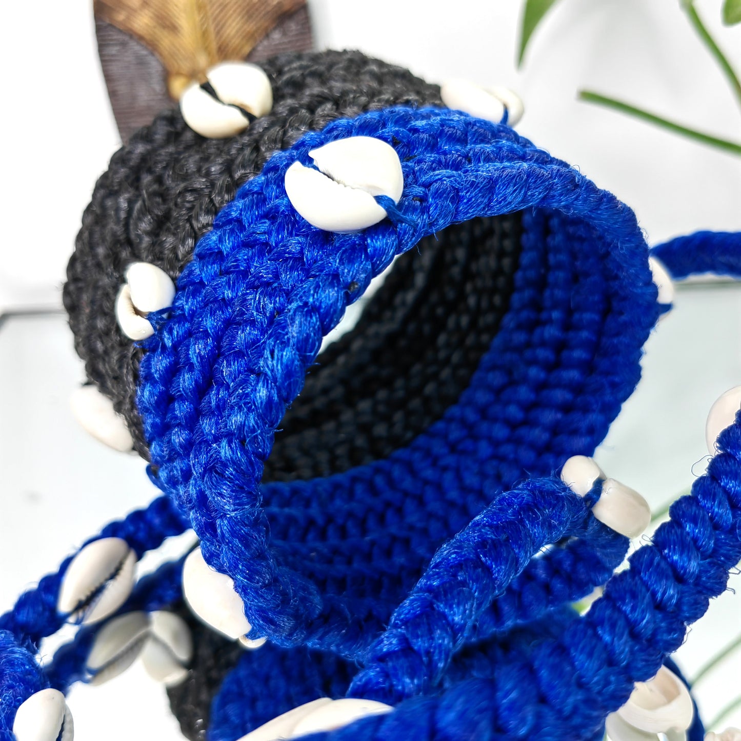 Bracelet cheveux en tresse 3 en 1-BLEU NOIR