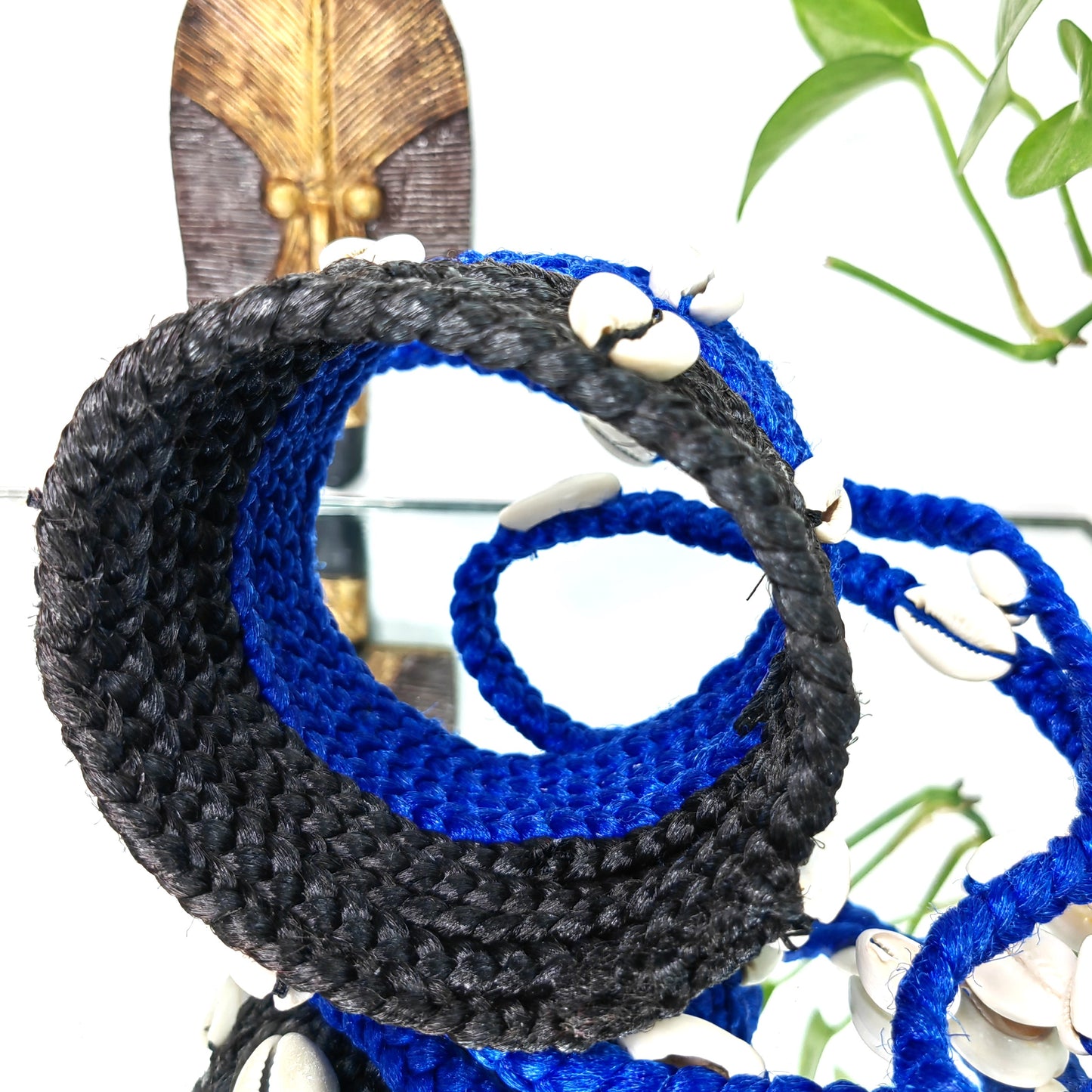 Bracelet cheveux en tresse 3 en 1-BLEU NOIR