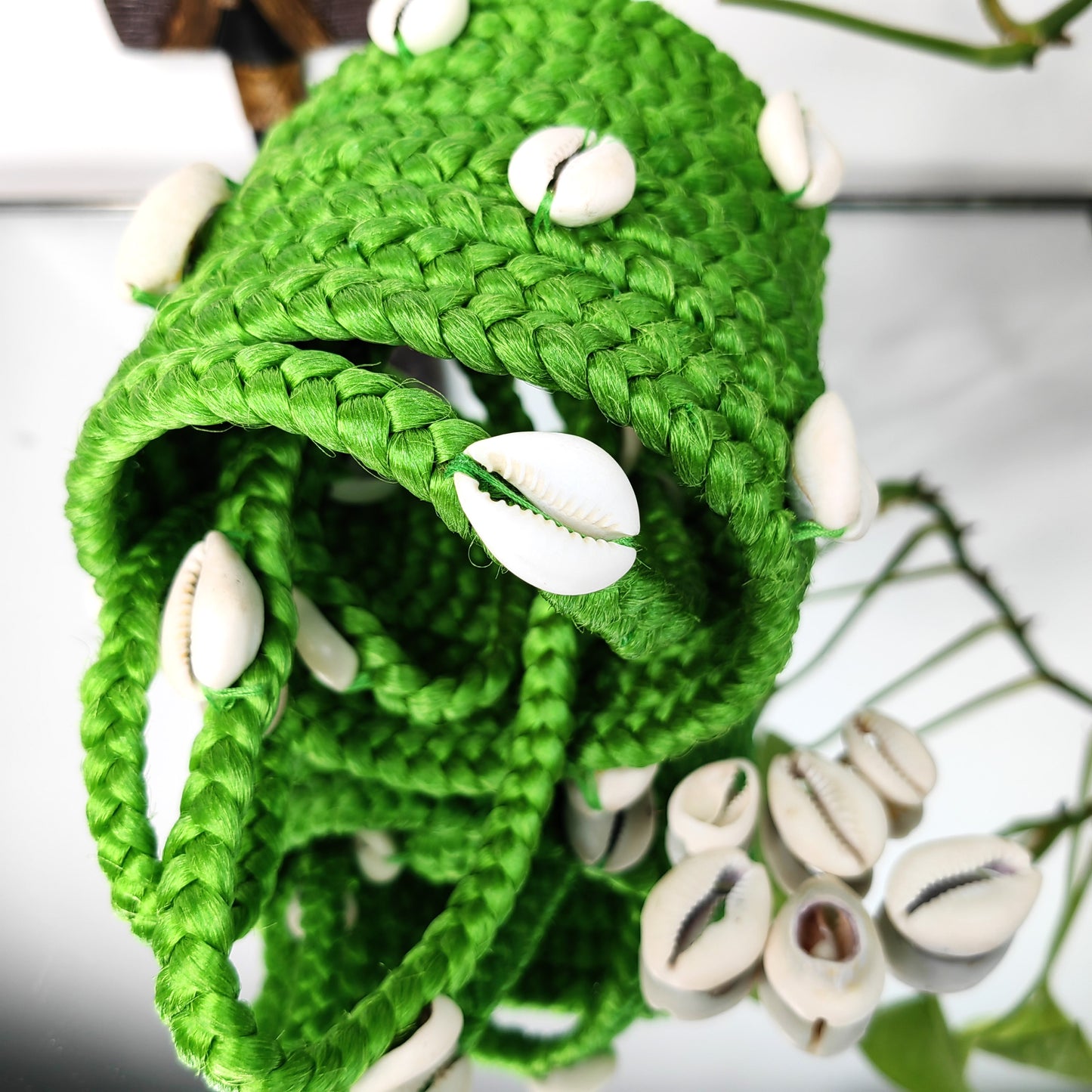 Bracelet cheveux en tresse 3 en 1 -VERT