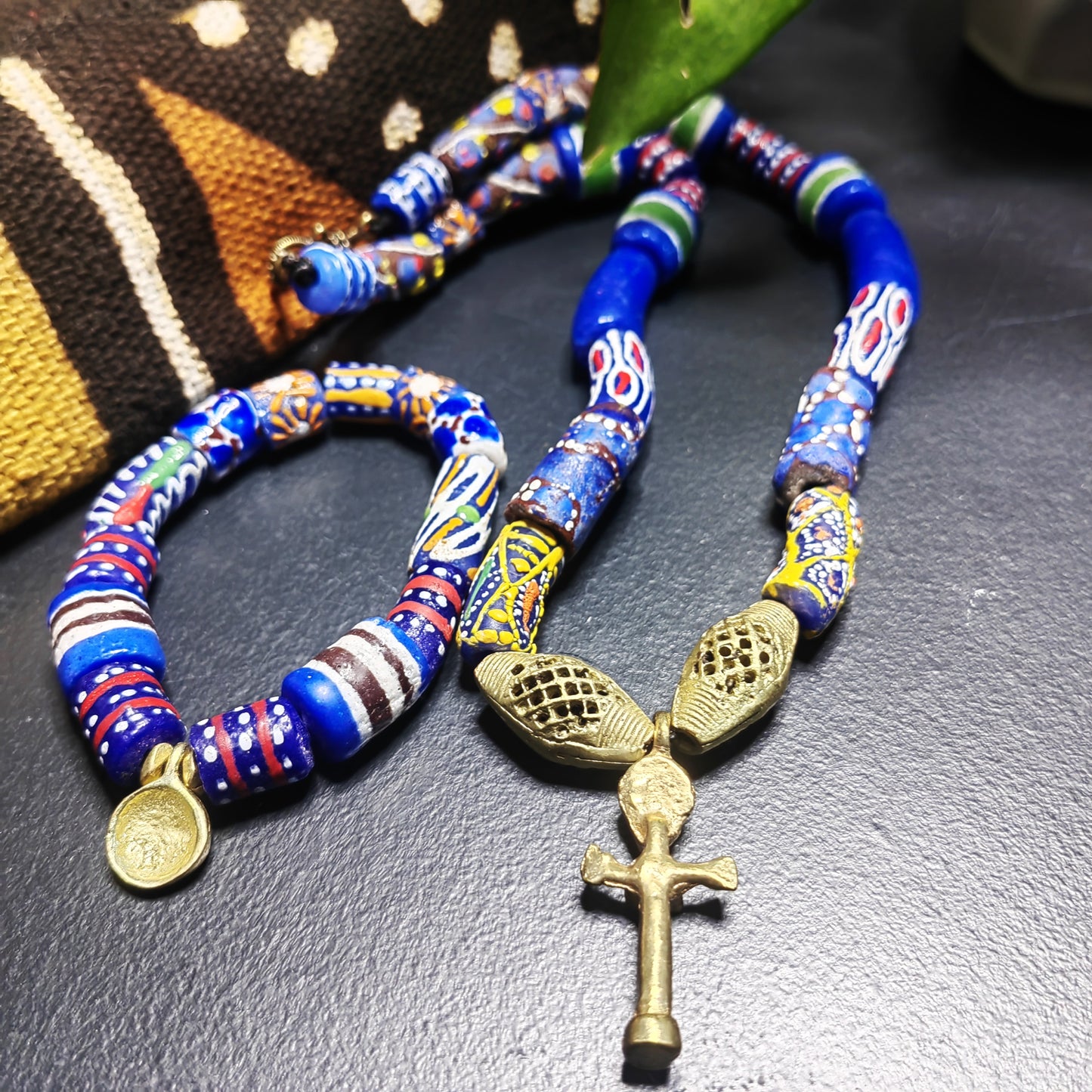 Collier et bracelet Krobou - FERTILITY bleu