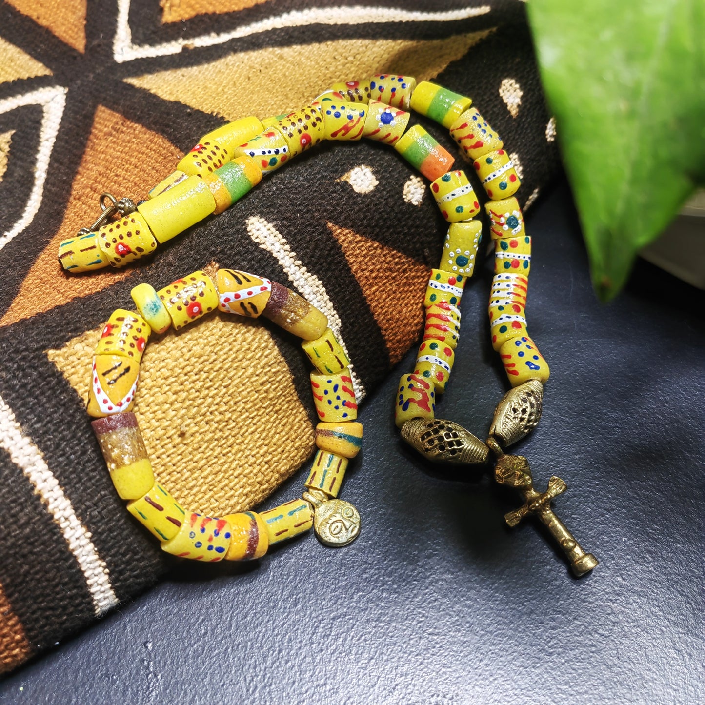 Collier et bracelet Krobou - FERTILITY jaune