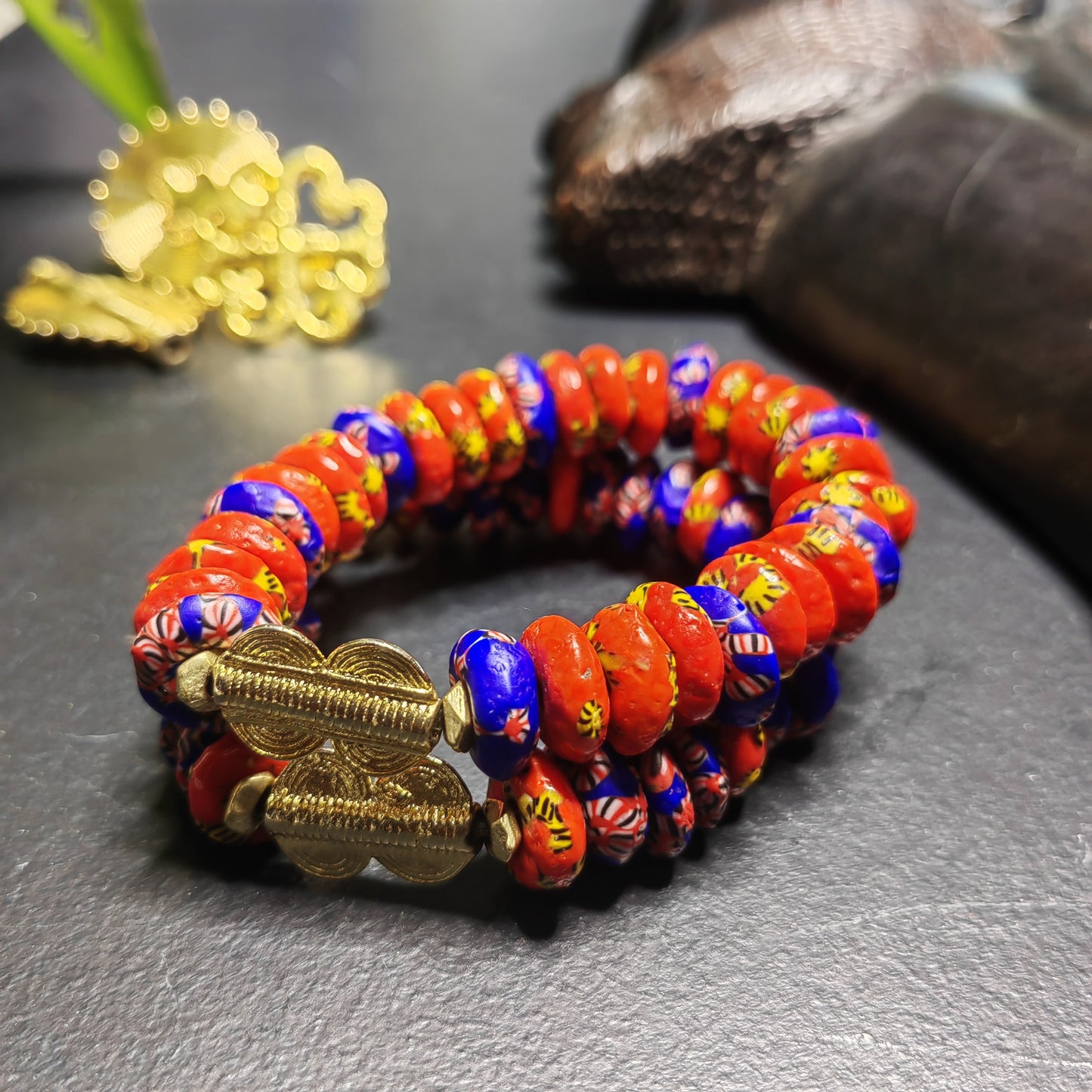 bracelet Krobou "orangiviola"