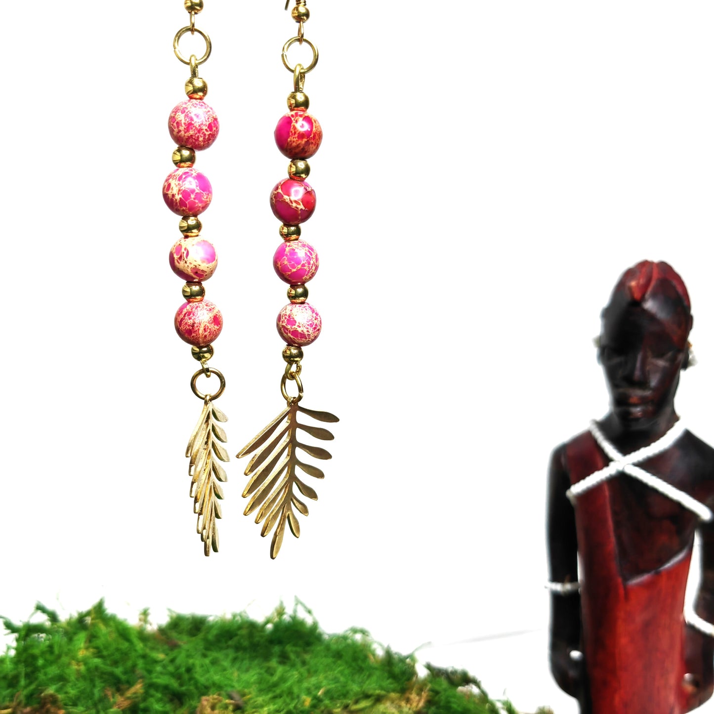 Boucle d'oreille "Feuilleta - Rose Jaspers"
