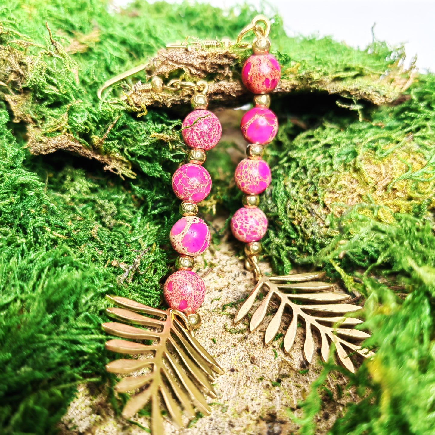 Boucle d'oreille "Feuilleta - Rose Jaspers"