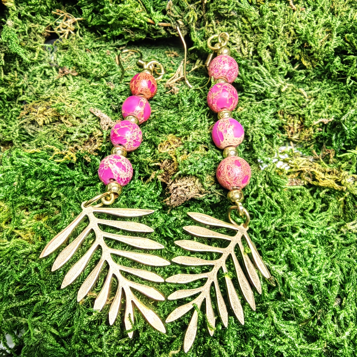 Boucle d'oreille "Feuilleta - Rose Jaspers"