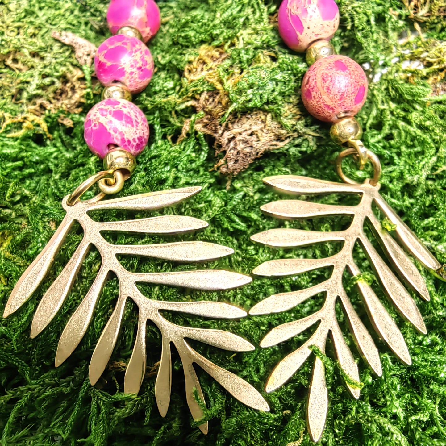 Boucle d'oreille "Feuilleta - Rose Jaspers"