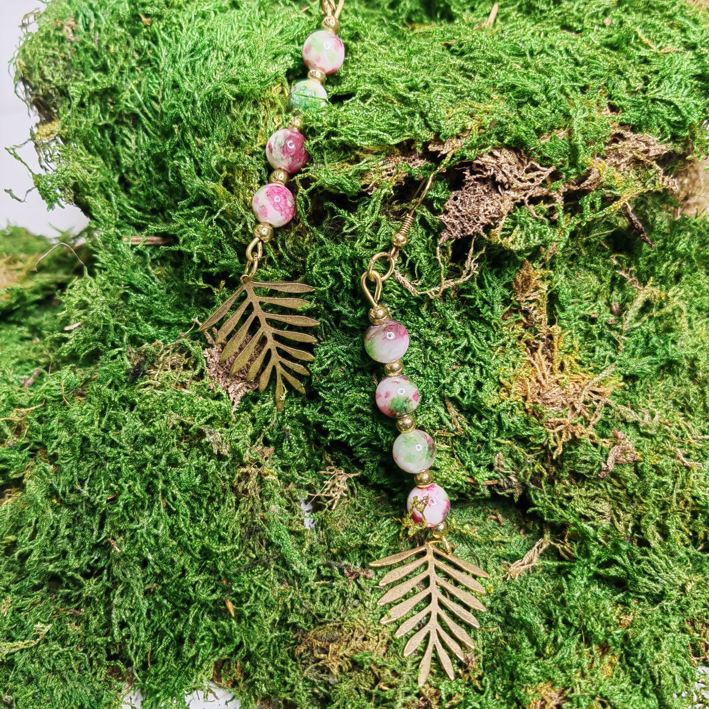 Boucle d'oreille "Feuilleta - Jade persans"