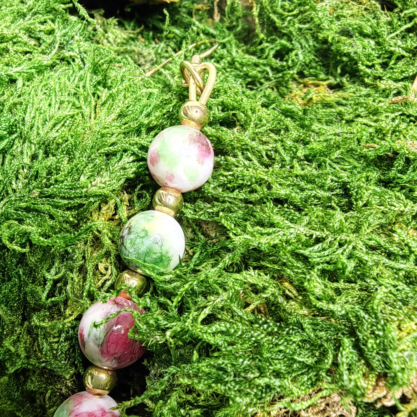 Boucle d'oreille "Feuilleta - Jade persans"
