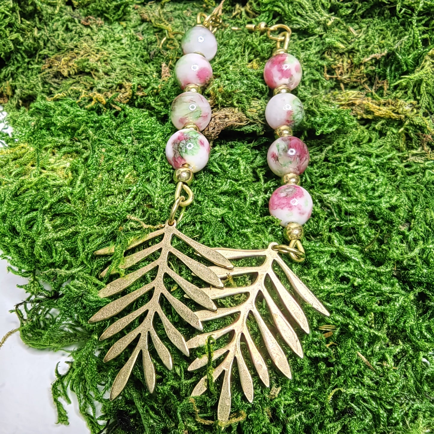 Boucle d'oreille "Feuilleta - Jade persans"