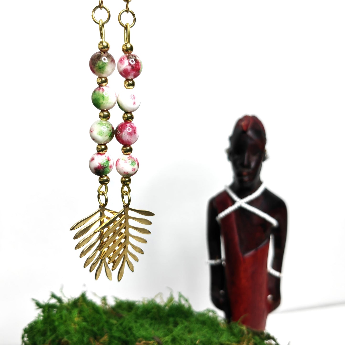Boucle d'oreille "Feuilleta - Jade persans"