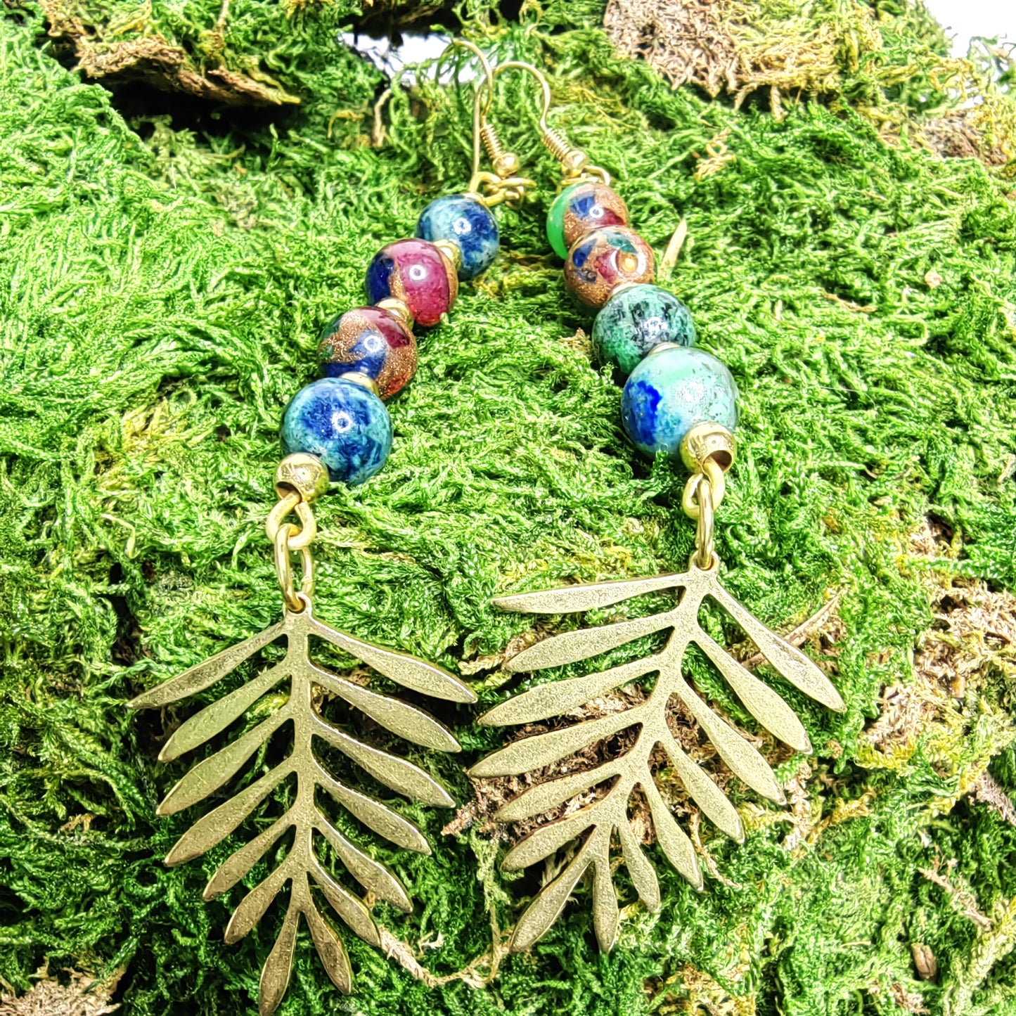 Boucle d'oreille "Feuilleta - cloisonnées"