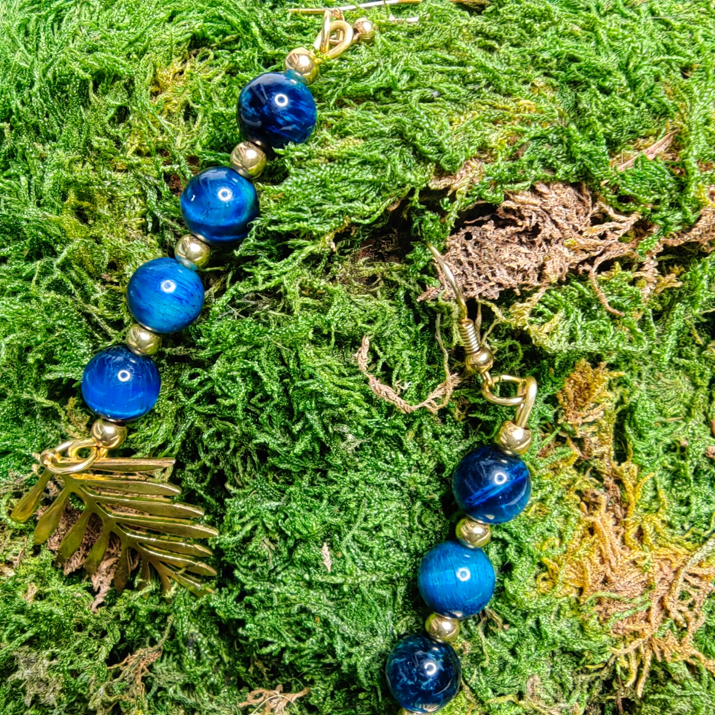 Boucle d'oreille "Feuilleta - paon"