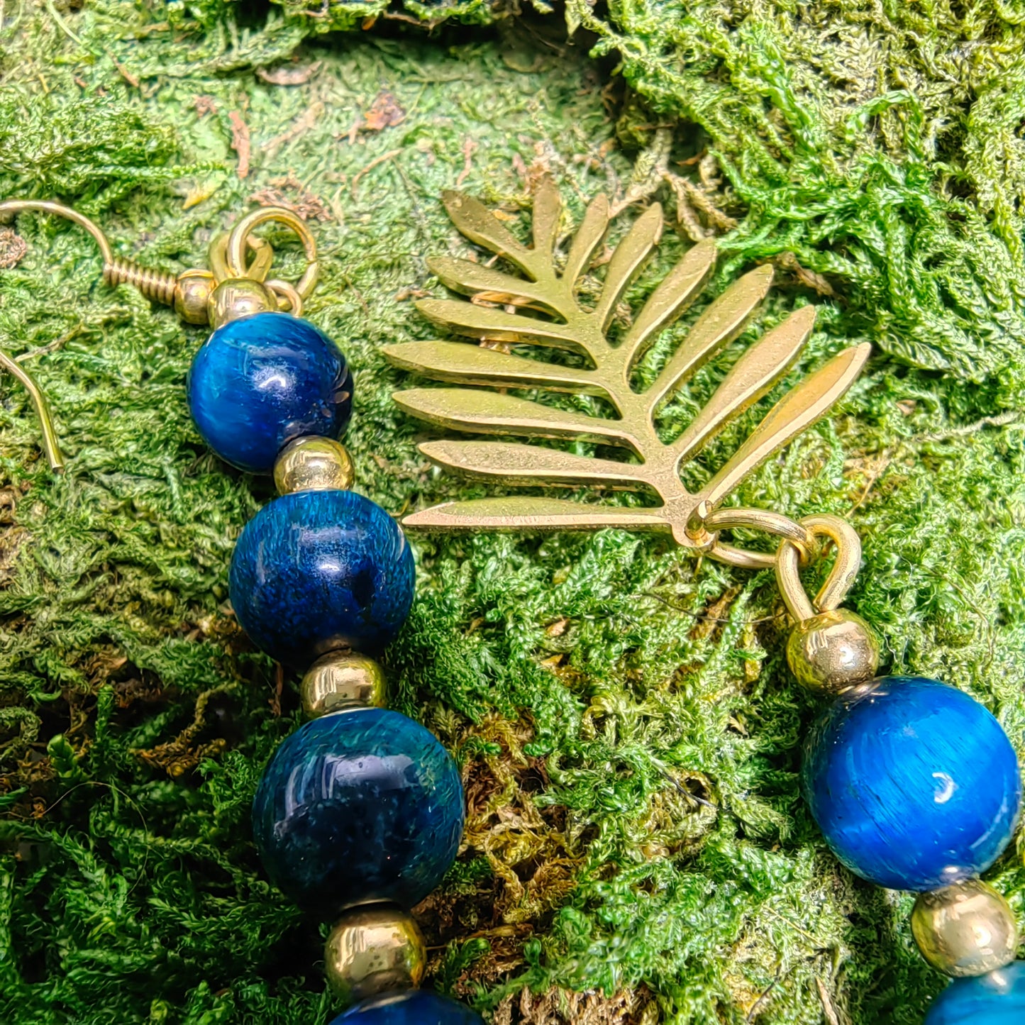 Boucle d'oreille "Feuilleta - paon"