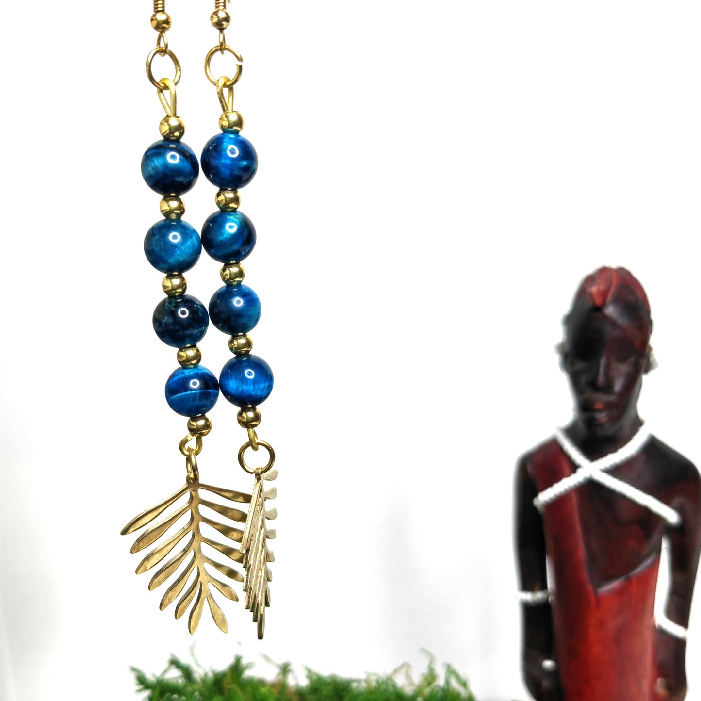 Boucle d'oreille "Feuilleta - paon"