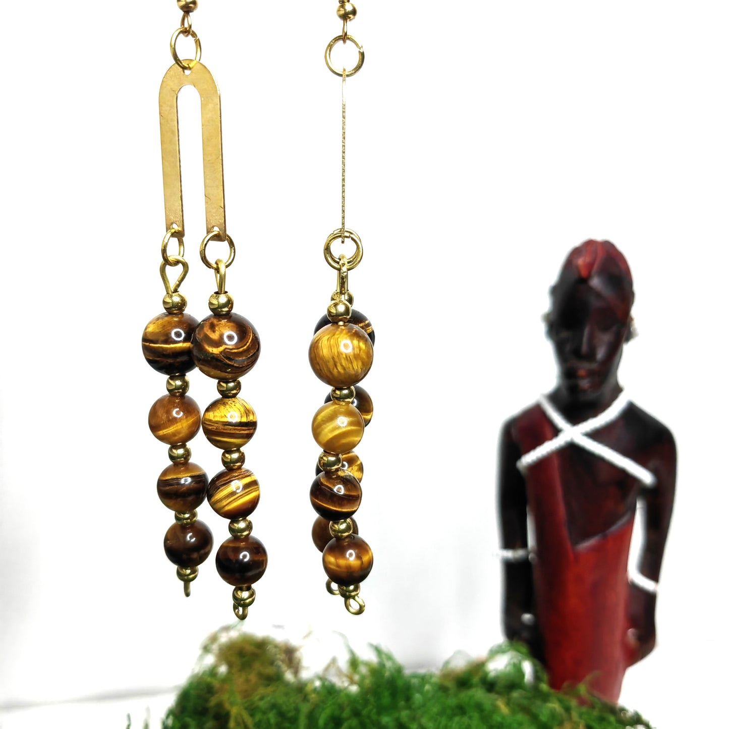 Boucle d'oreille "Arc - œil de tigre"