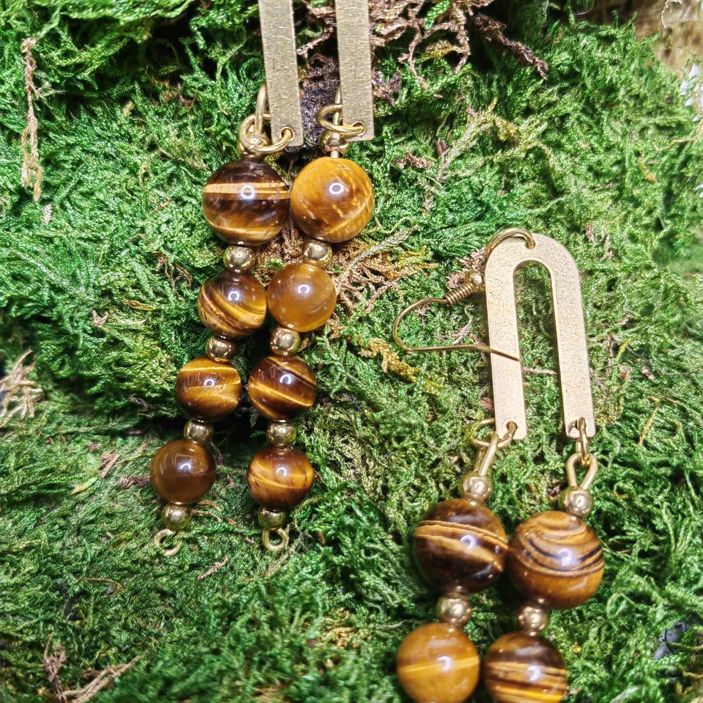 Boucle d'oreille "Arc - œil de tigre"