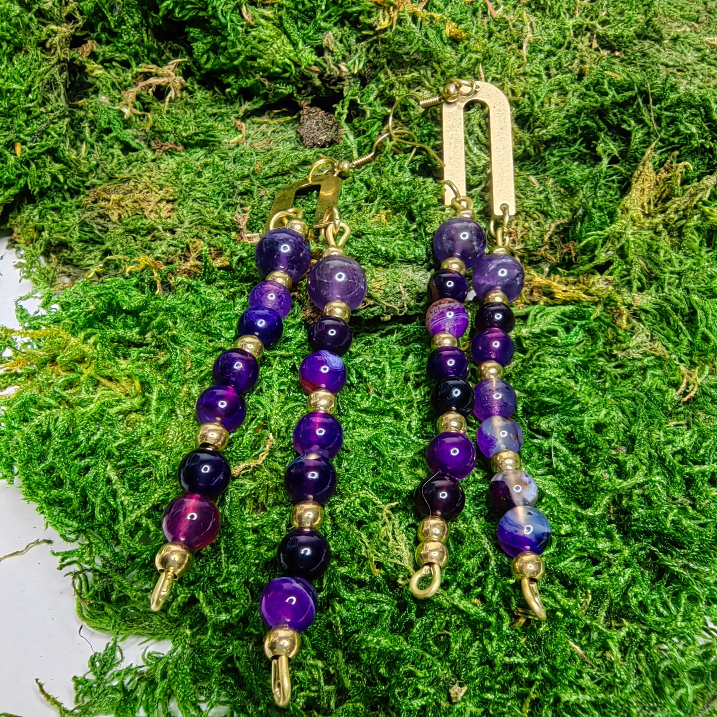 Boucle d'oreille "Arc - Agate violet"