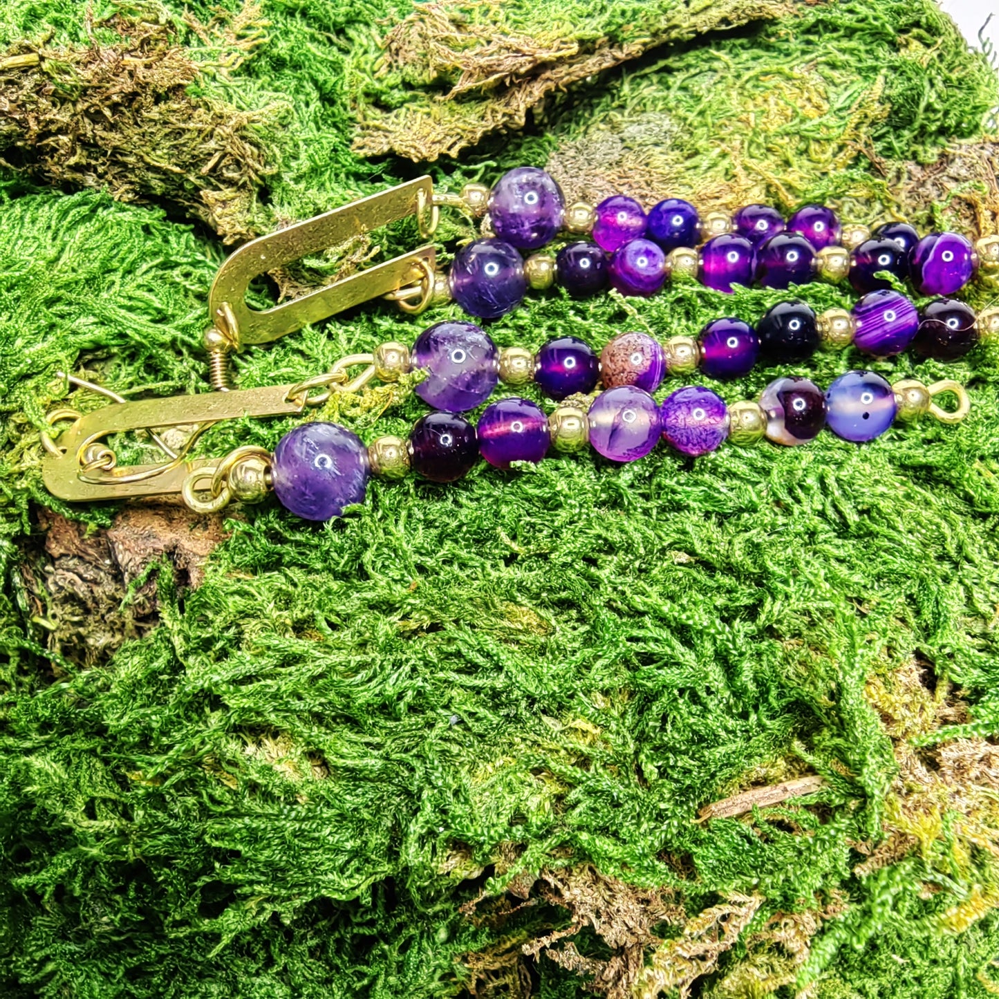 Boucle d'oreille "Arc - Agate violet"