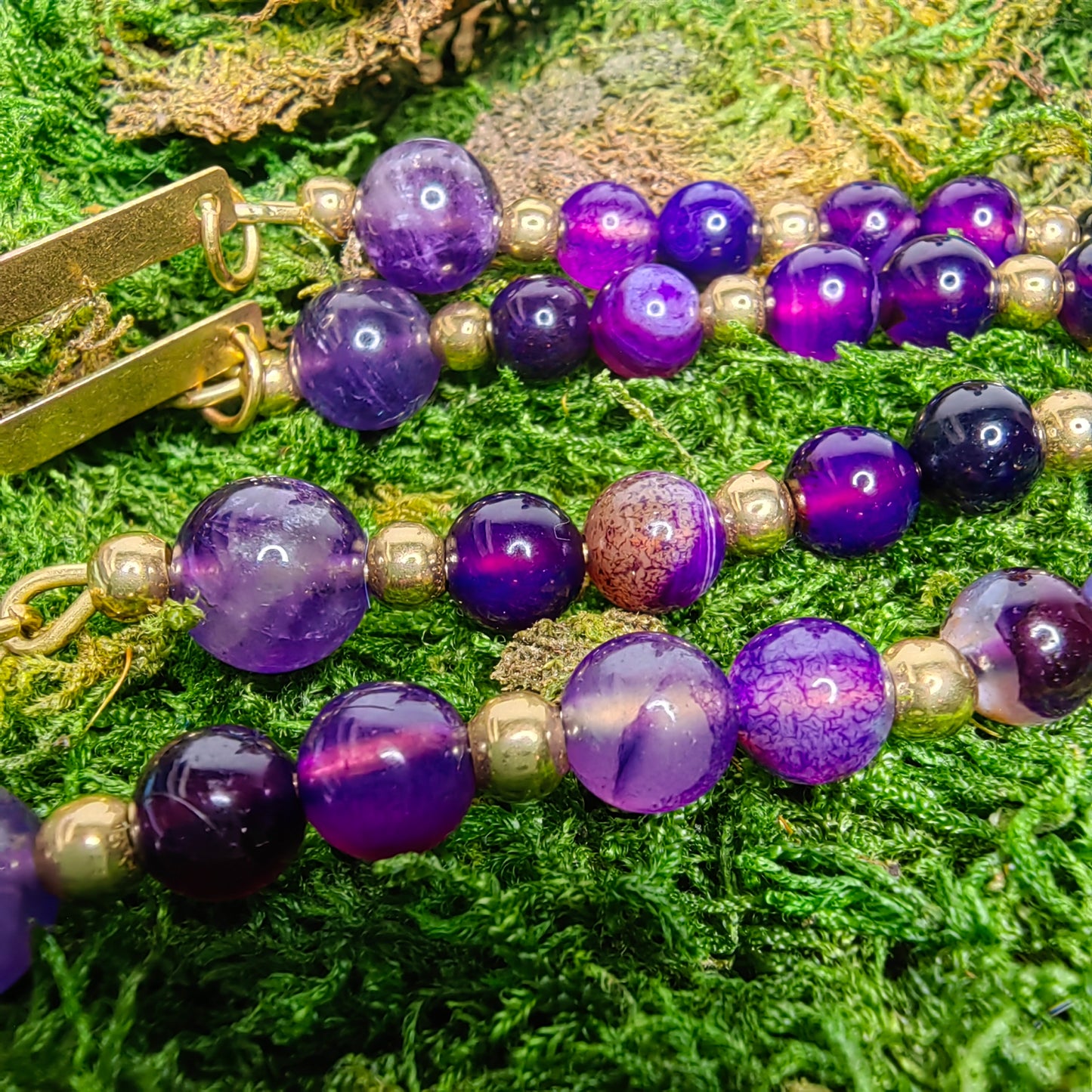 Boucle d'oreille "Arc - Agate violet"
