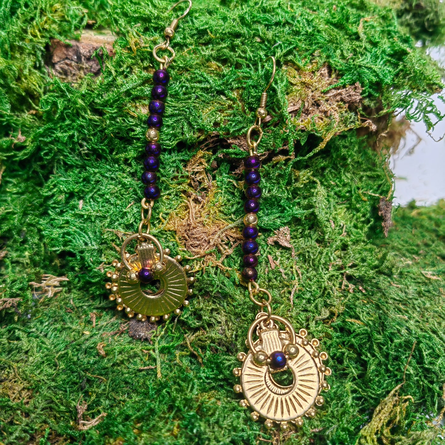 Boucle d'oreille "pendent - hématite violet"