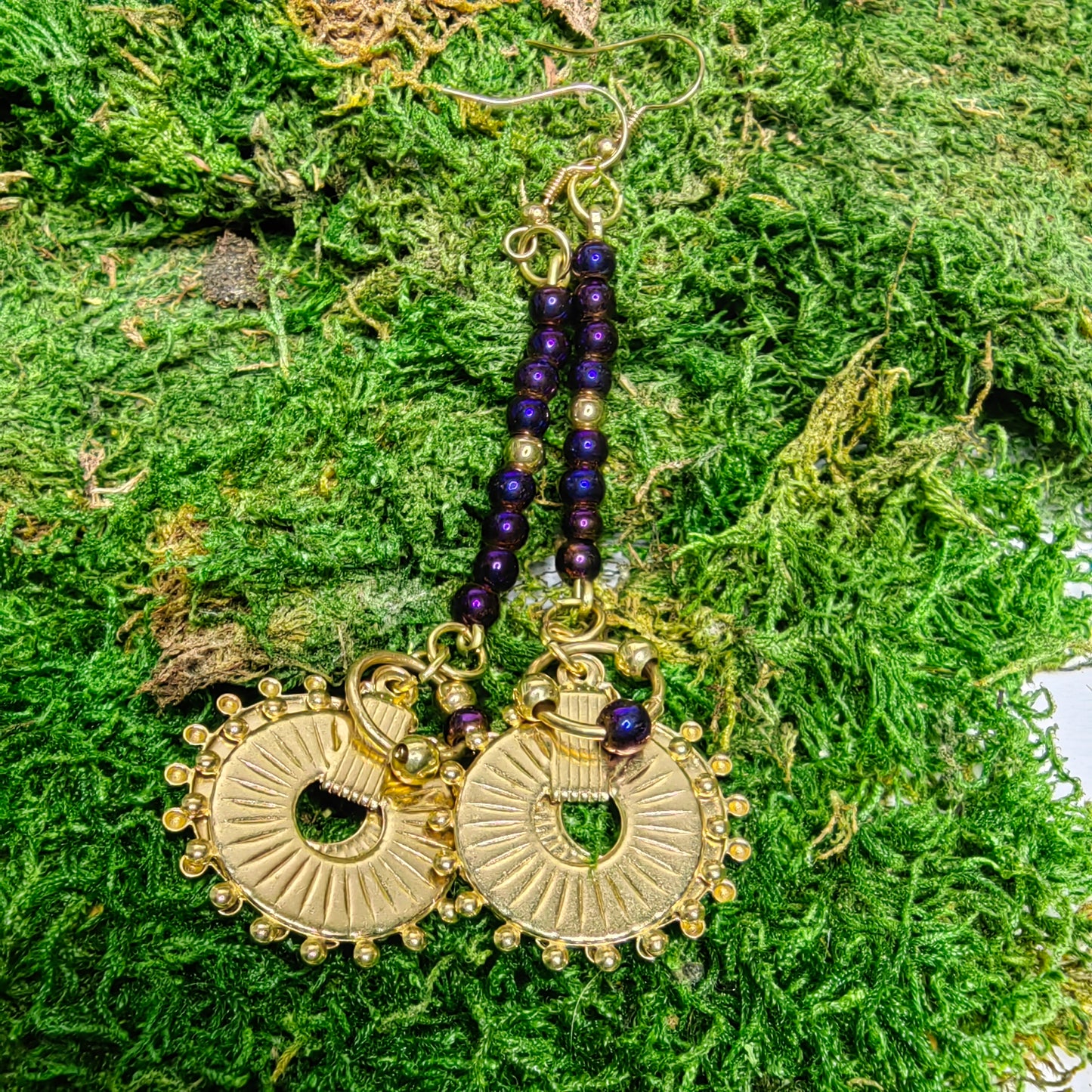 Boucle d'oreille "pendent - hématite violet"