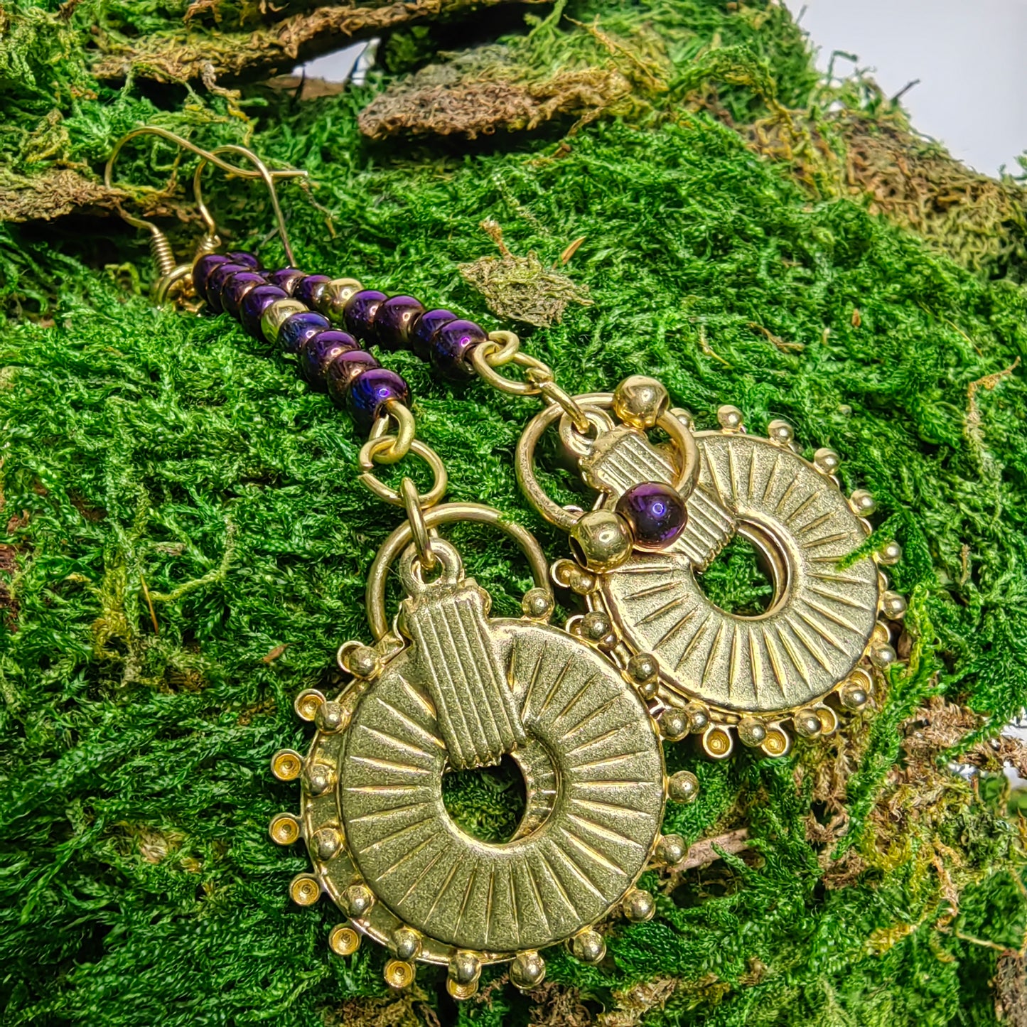 Boucle d'oreille "pendent - hématite violet"