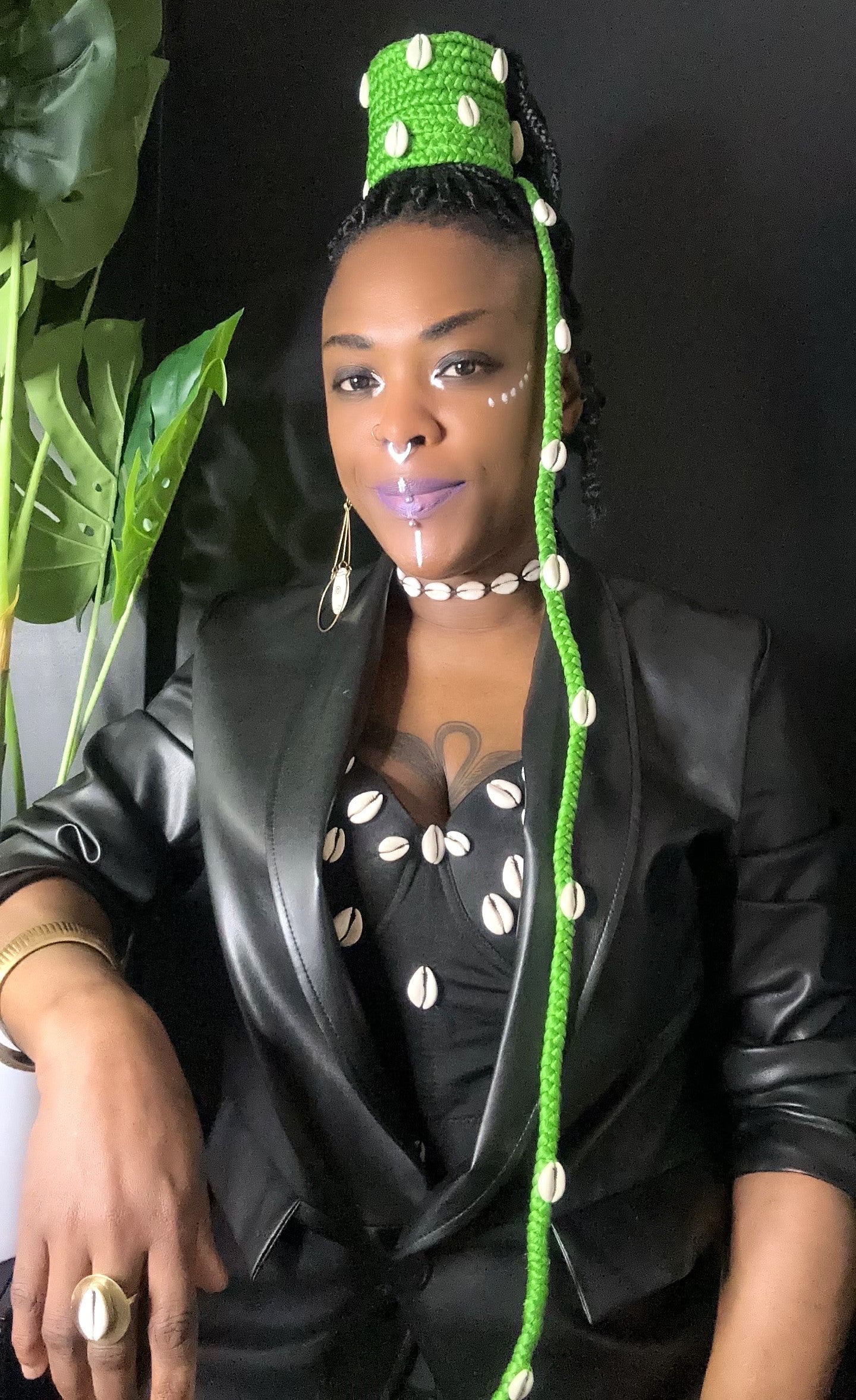 Bracelet cheveux en tresse 3 en 1 -VERT