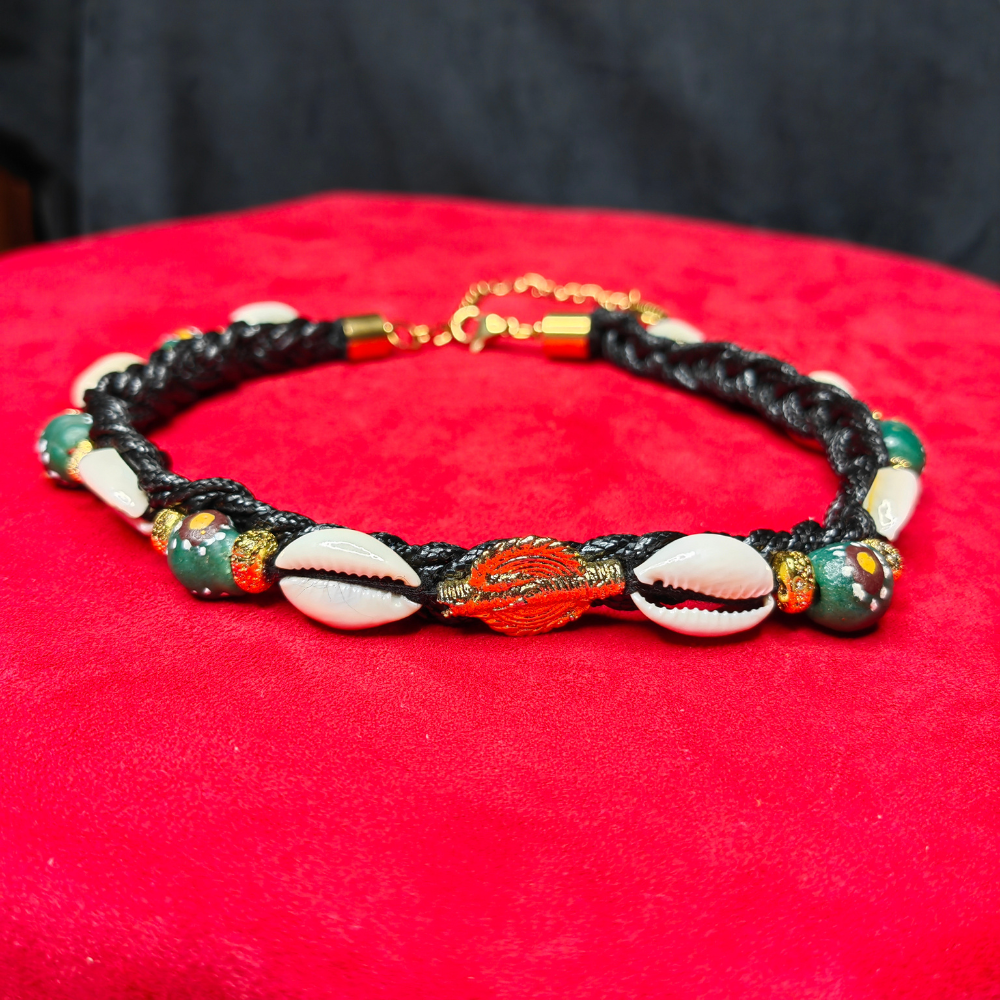 Collier Tressé — Perles Akan & Verre Krobou