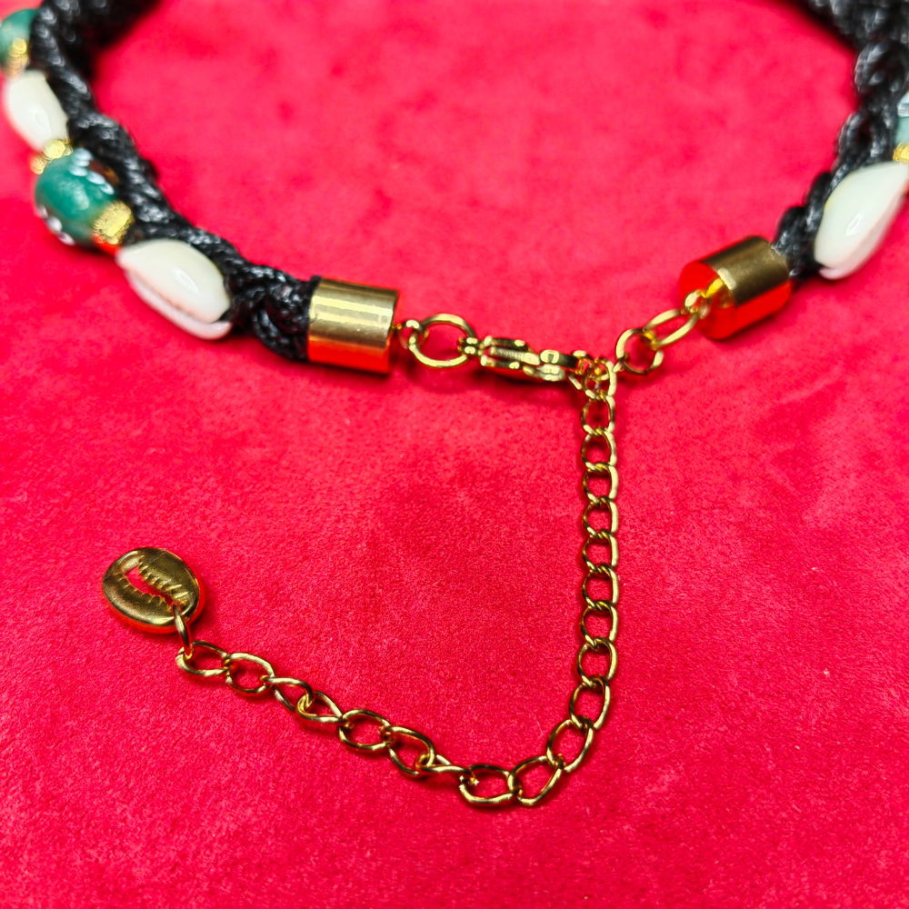 Collier Tressé — Perles Akan & Verre Krobou