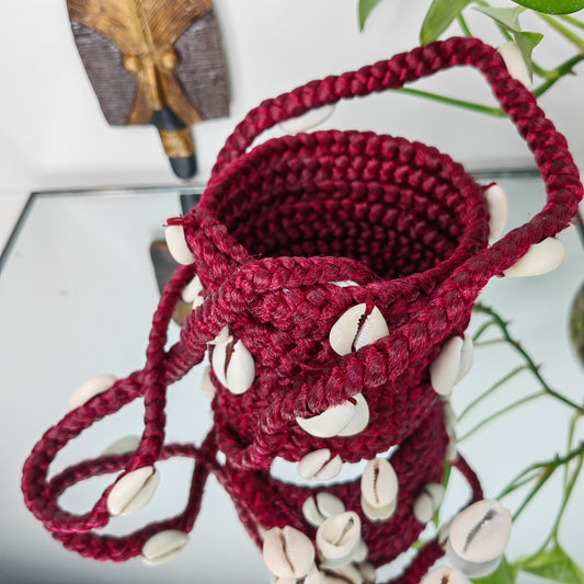 Bracelet cheveux en tresse 3 en 1-ROUGE BORDEAU