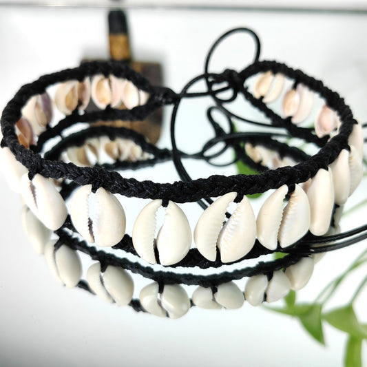 Collier en véritable cauris d'Afrique (double ligne)