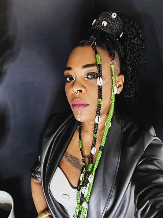 Lot de 3 Clips en tresse verte avec Spirales (vert et noir)