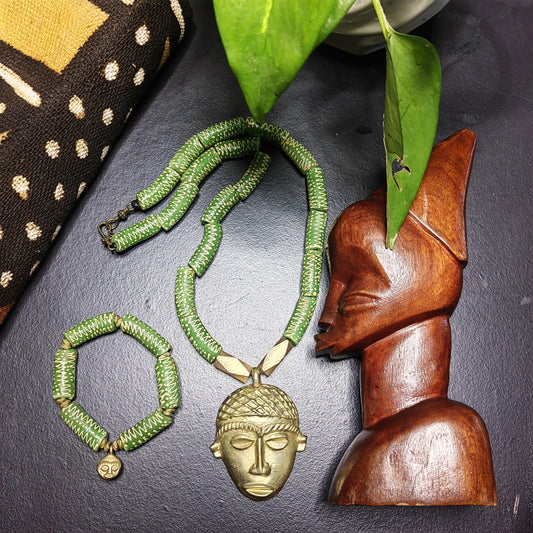 Collier et bracelet Krobou - Grand Masque afro