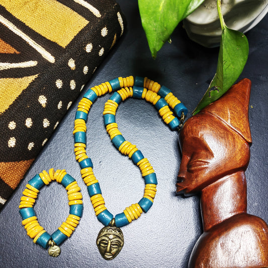 Collier et bracelet Krobou - Moyen Masque afro