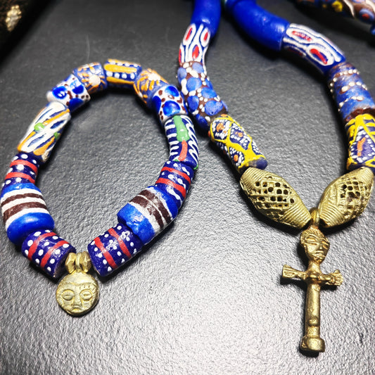 Collier et bracelet Krobou - FERTILITY bleu