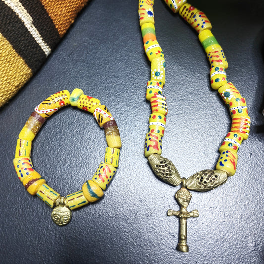 Collier et bracelet Krobou - FERTILITY jaune