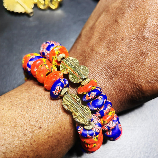 bracelet Krobou "orangiviola"
