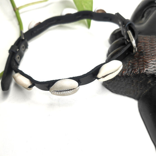Lot de 2 bracelets en cuir et cauris (2 en 1)
