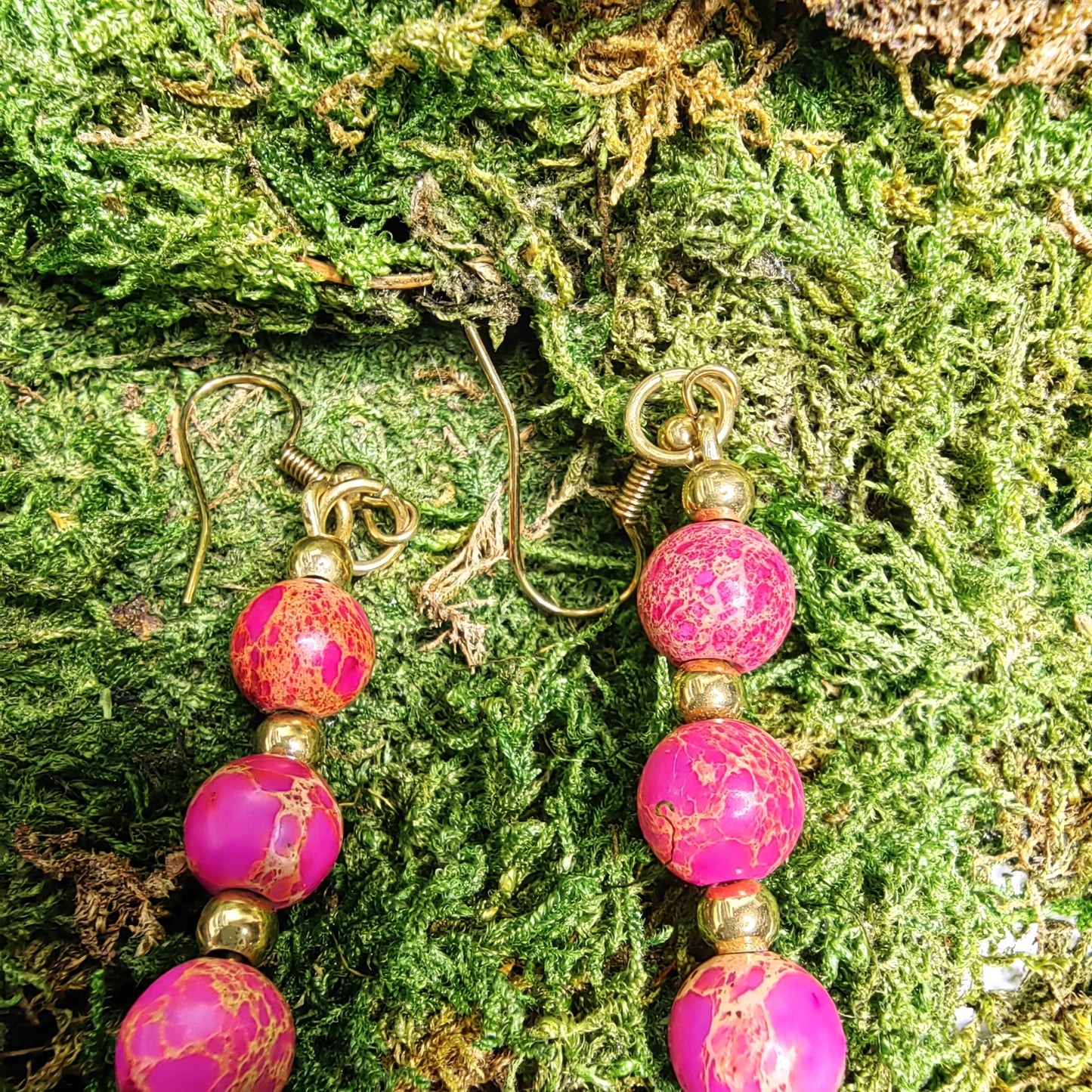 Boucle d'oreille "Feuilleta - Rose Jaspers"