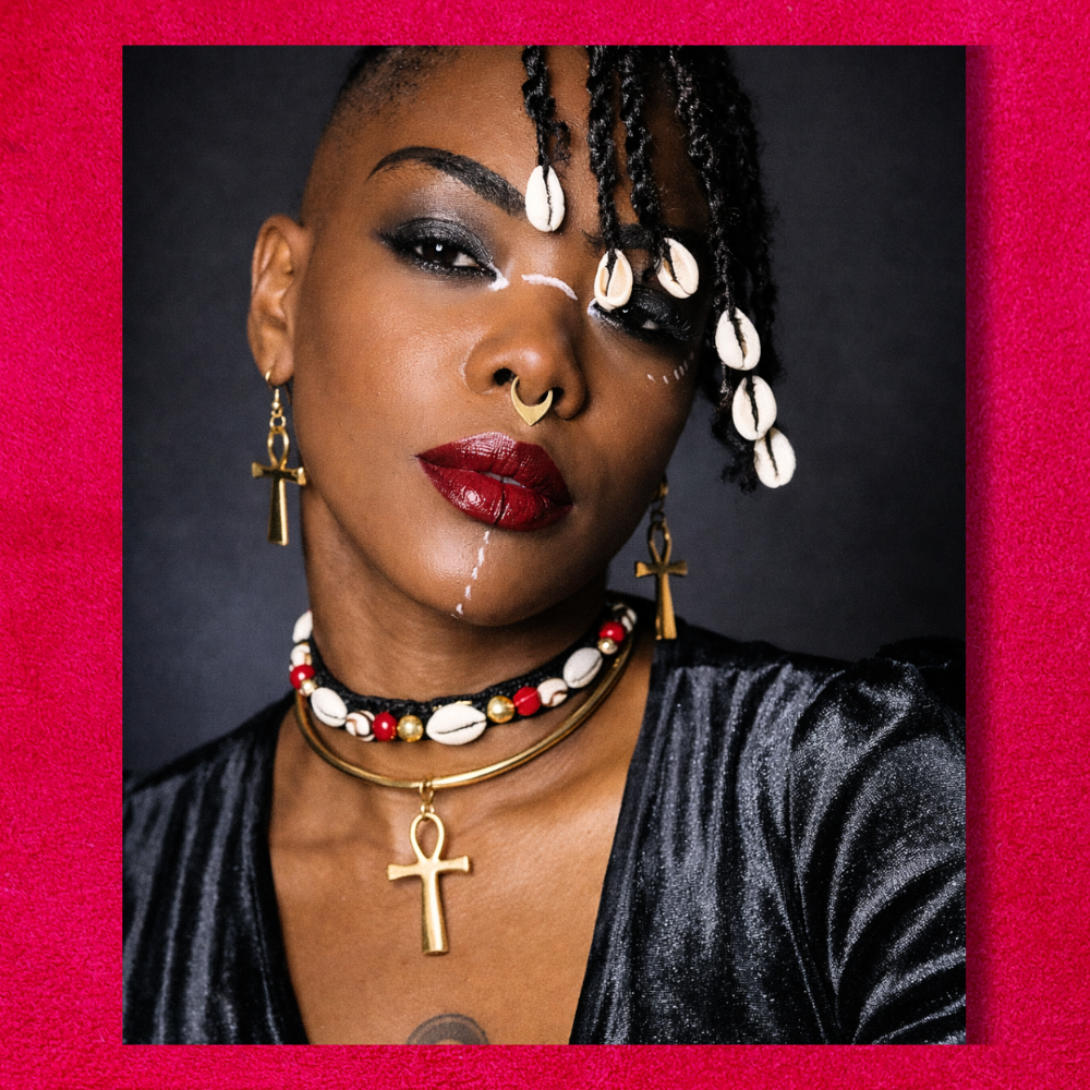 Collier Tressé — Os de Corne & Corail Rouge