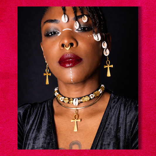 Collier Tressé — Perles Akan & Os de Corne