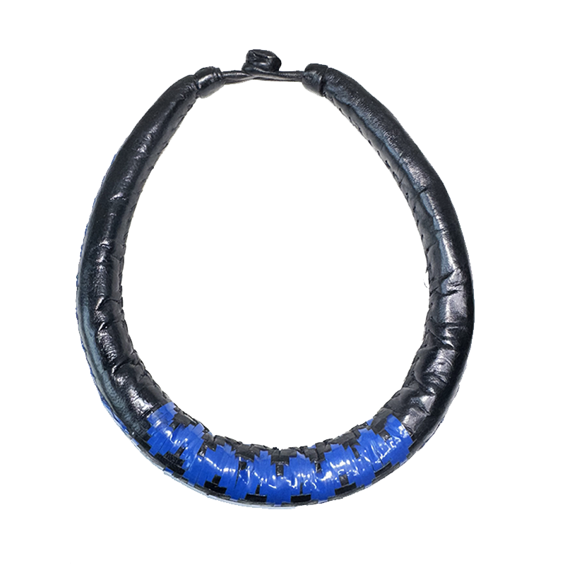 Baye Fall Collier "effet tressé" Bleu