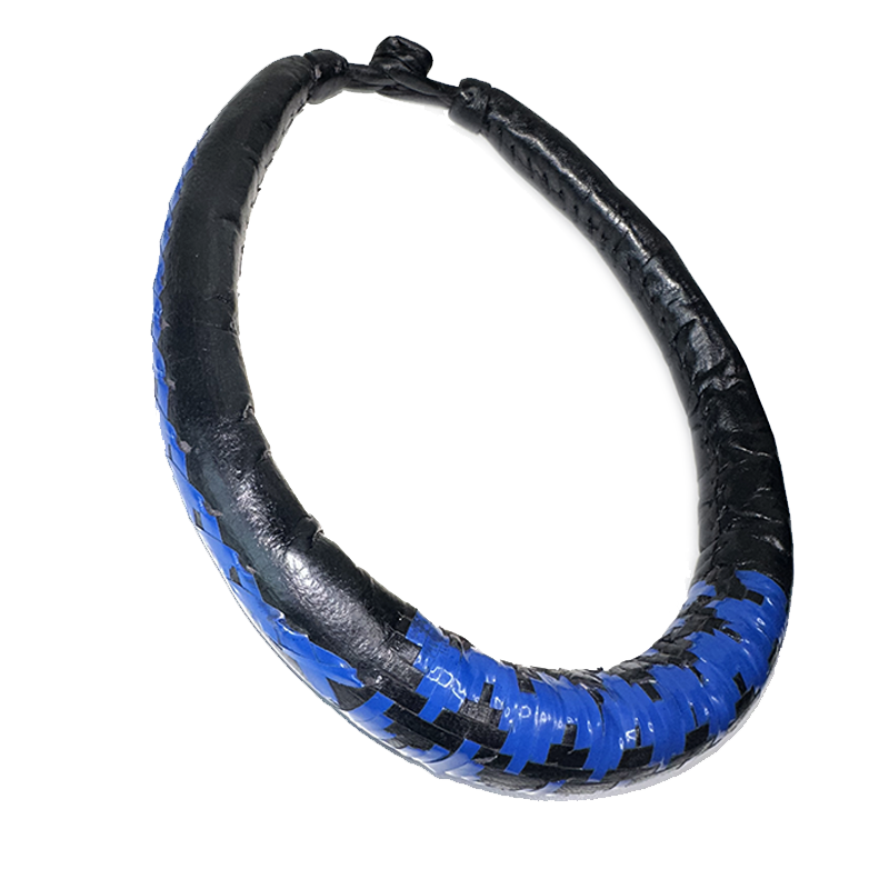 Baye Fall Collier "effet tressé" Bleu