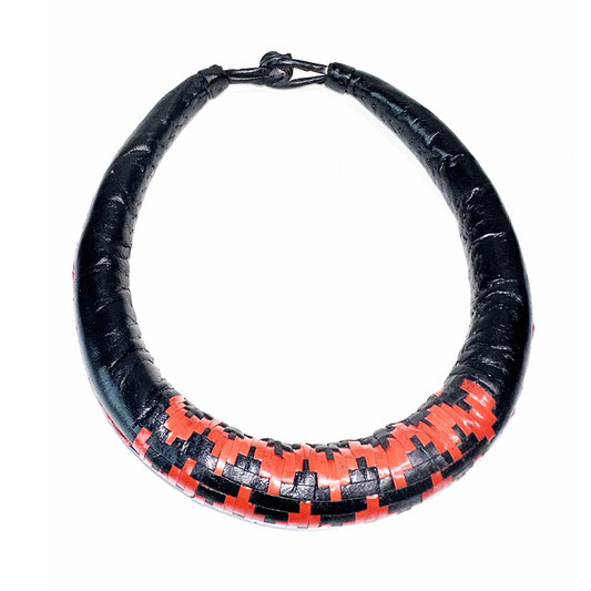 Baye Fall Collier "effet tressé" Rouge